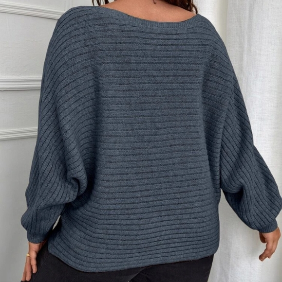 NWOT Shein Batwing Ribbed Sweater - Picture 4 of 11